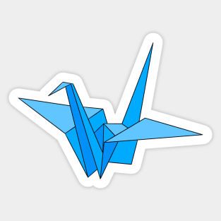 Blue origami crane Sticker